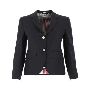 THOM BROWNE Tailored Notched Lapel Blazer with Decorative Buttons Women NAVY